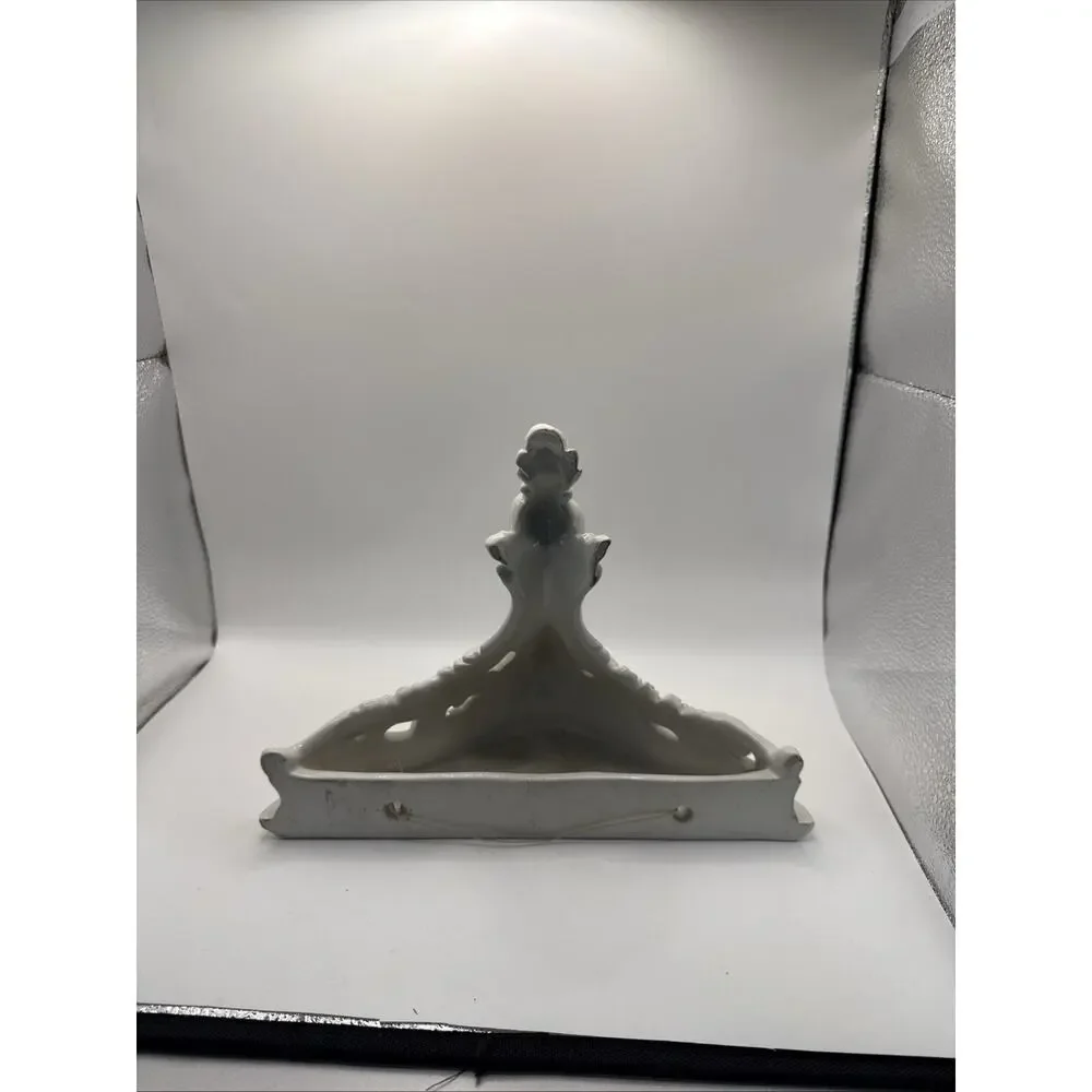White Porcelain Wall Shelf With Detailed Baroque Style Corbels & Rope Border